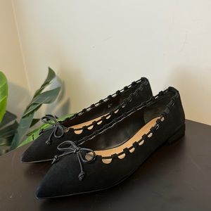 Tahari Elon Black Bow Ballet Flats